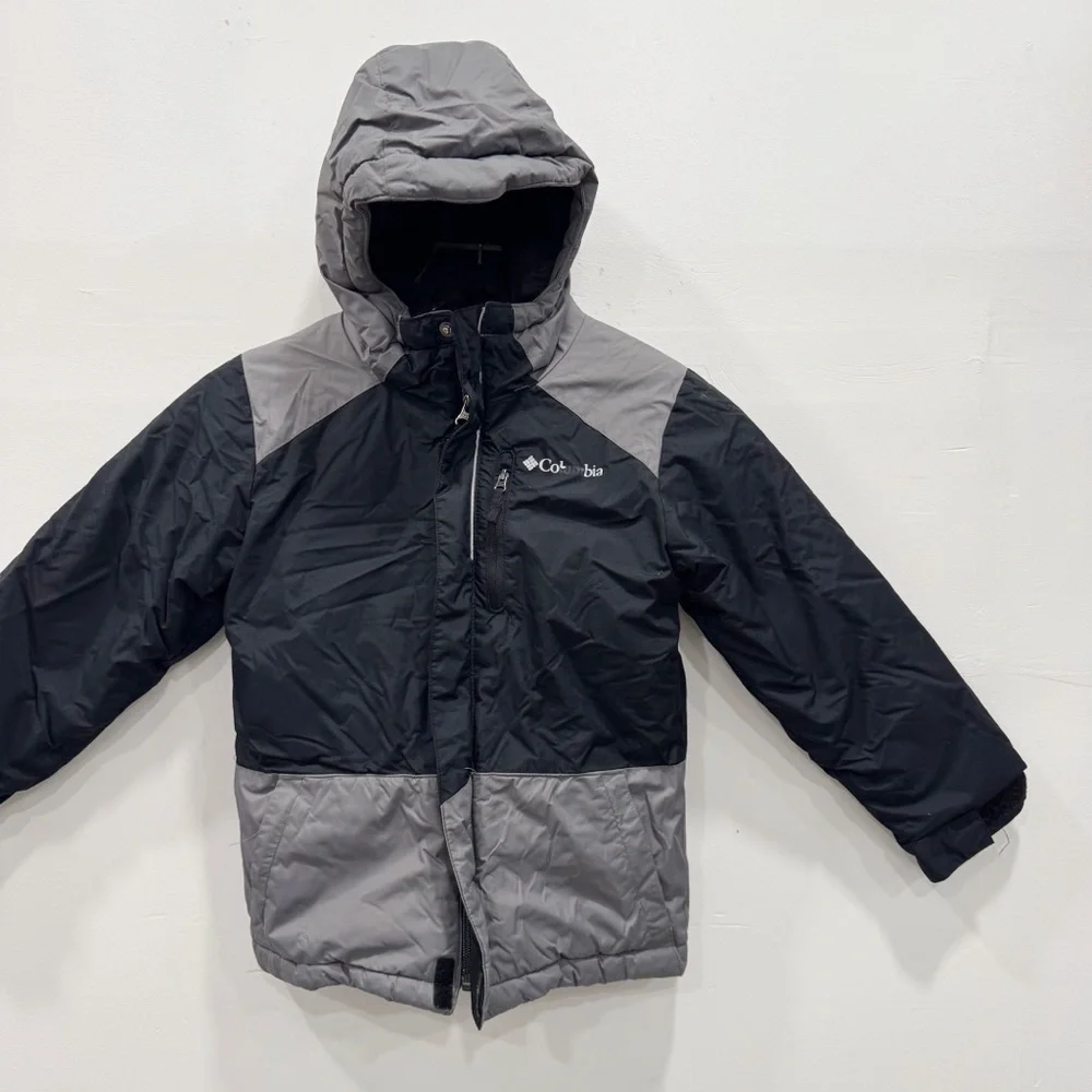 Columbia Kids Gray Black Hooded Ski Snow Jacket Soze XS 6/7